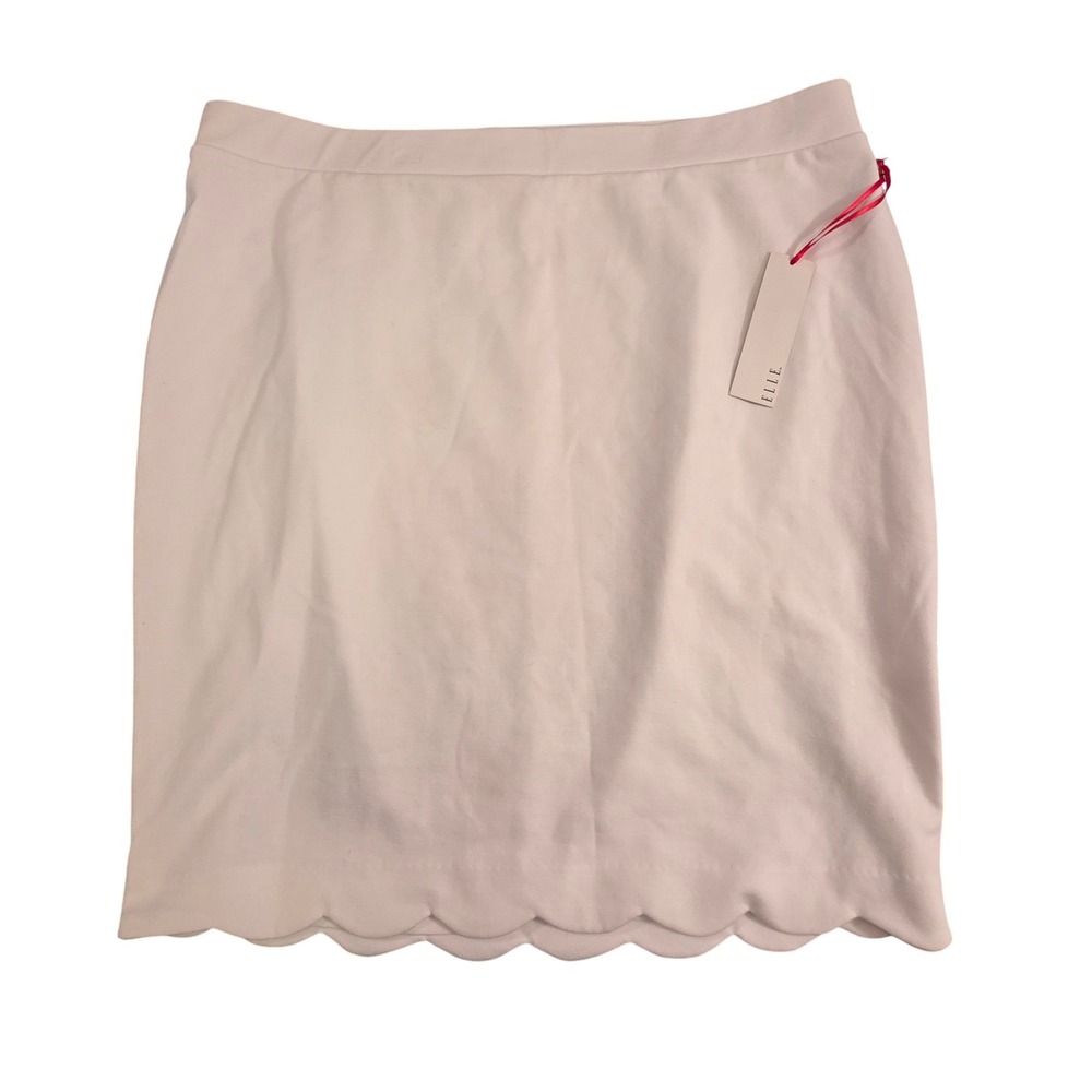 Elle‎ White Scalloped Hem Mini Skirt XL WE81Y171RS1 Bright White